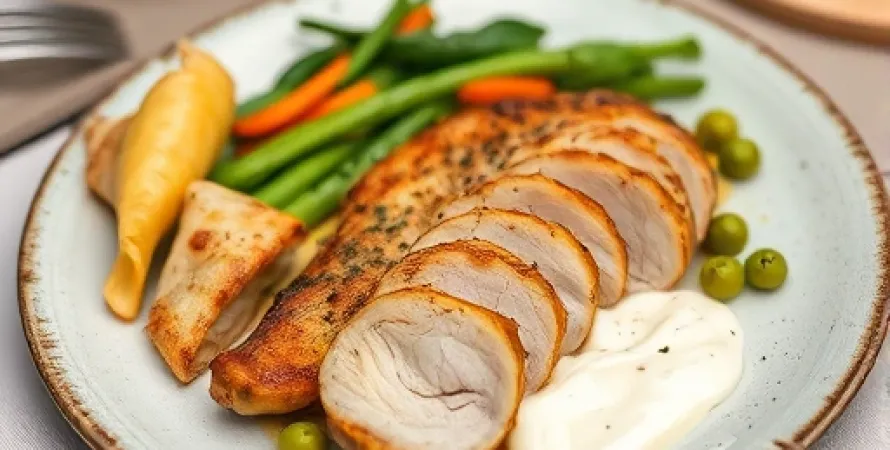 Poulet et feuilletés de pâtes
