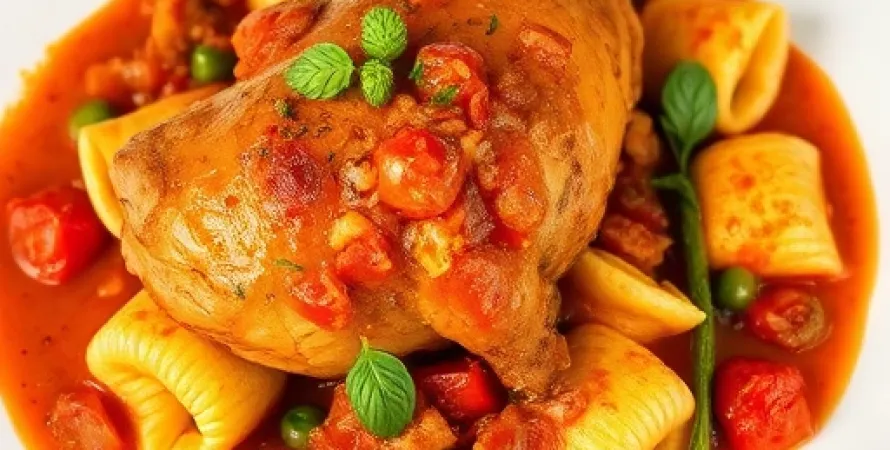 Poulet et tortellini cacciatore