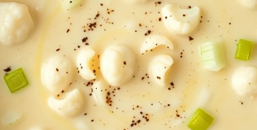 Potage de fleurs de chou-fleur et poireaux