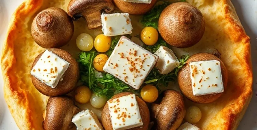 Champignons farcis au fromage feta et épinards