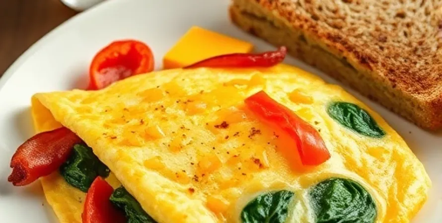 Omelette au bacon et épinard