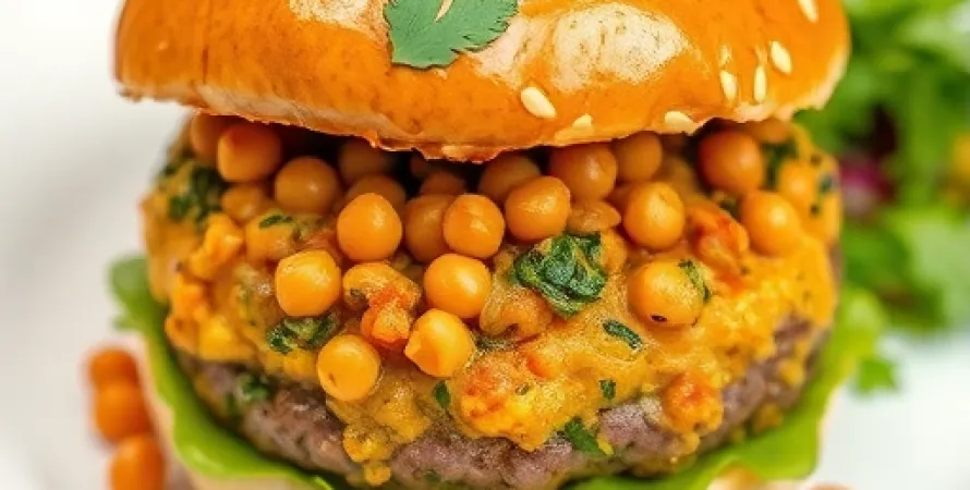 Burgers de lentilles et de pois chiches au curry