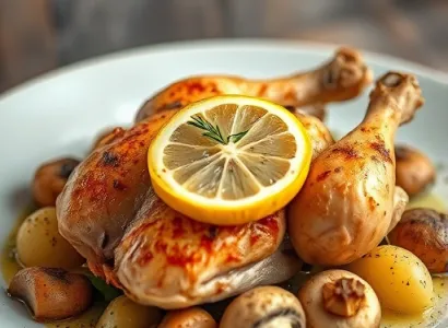 Poulet rôti au citron avec chanterelles