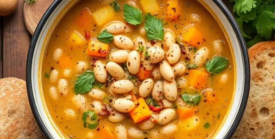 Soupe de haricots blancs végétalienne