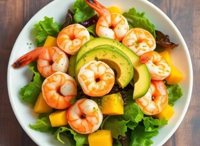 Salade de crevettes, mangue et avocat