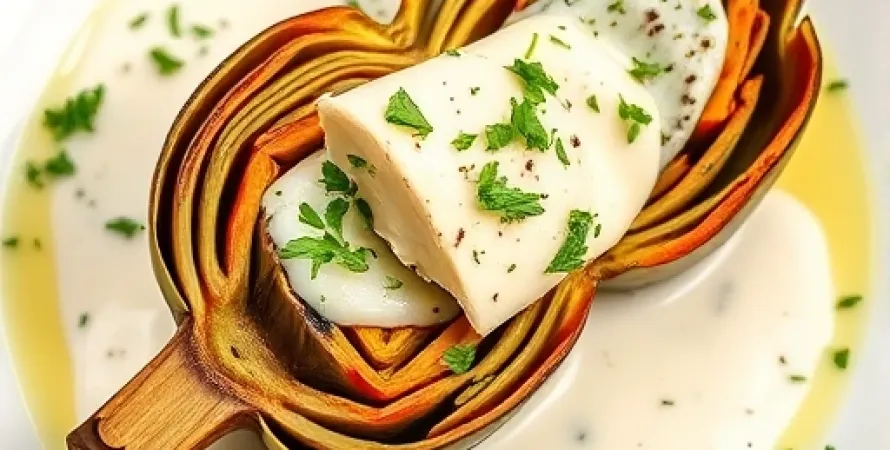 Artichauts grillés avec sauce crémeuse