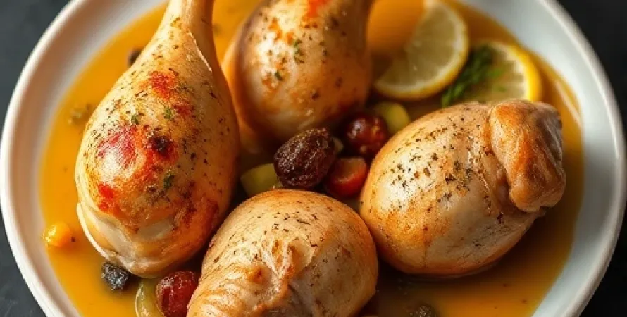 Cuisses de poulet au citron et au vin