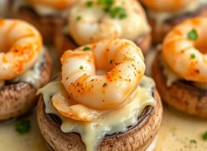 Champignons remplis de crevettes et fromage