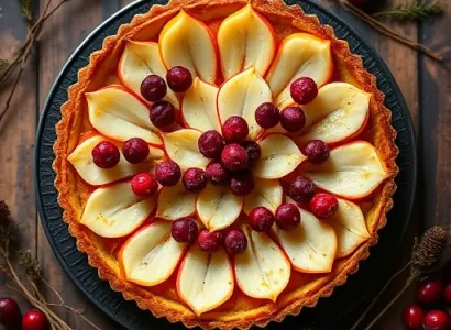 Tarte aux cranberries et aux poires