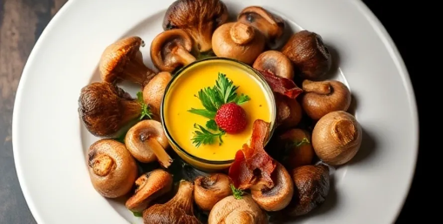 Champignons farcis au bacon et fromage