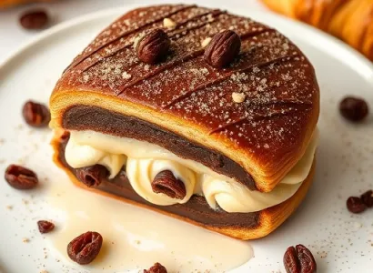 Pain au chocolat boulangerie aux raisins et crème de brandy
