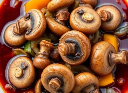 Champignons à la sauce rouge