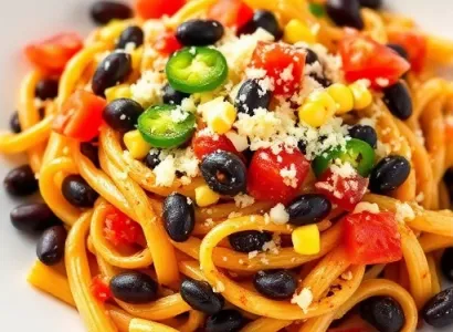 Pâtes mexicaines aux haricots noirs végétariennes