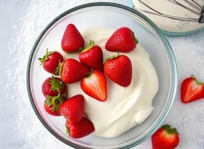 Crème fraîche aux fraises