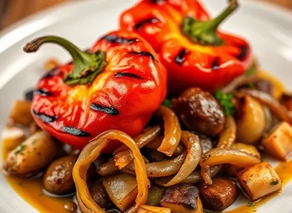 Poivrons rouges et oignons grillés