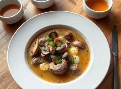 Soupe de champignons et épinards