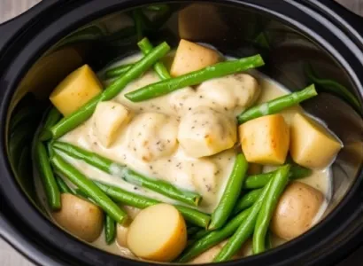 Haricots verts et pommes de terre au crock-pot