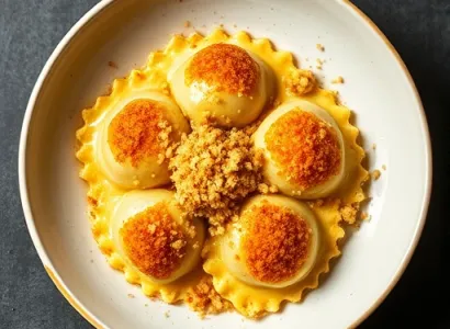 Raviolis fromage croquants