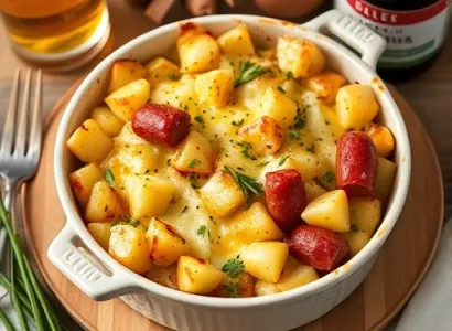 Casserole de pommes de terre, kielbasa et chou frisé