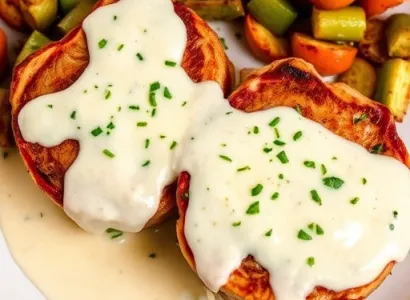 Côtes de porc au fromage et sauce ranch