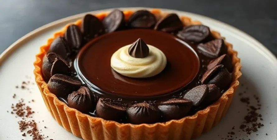 Tarte au chocolat et aux écales de cacao