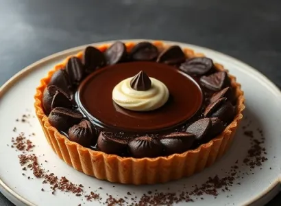 Tarte au chocolat et aux écales de cacao