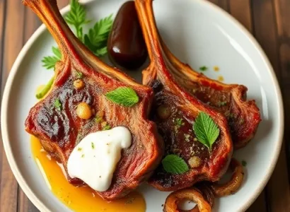 Côtes d'agneau aux oignons caramelisés