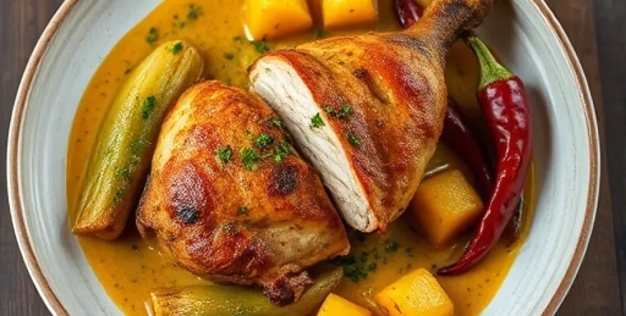 Poulet au curry et noix de coco
