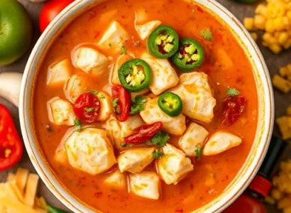 Potage de poulet épicé mexicain