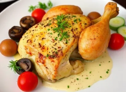 Poulet aux champignons et tomates