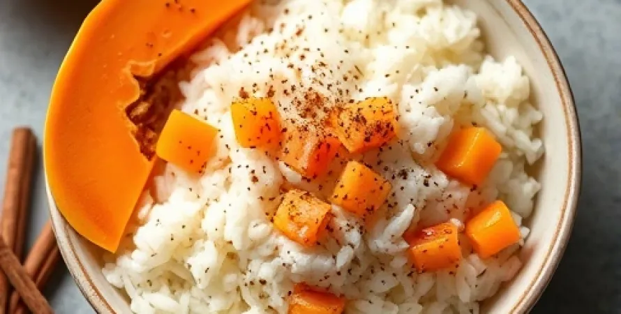 Riz au lait de coco et papaye
