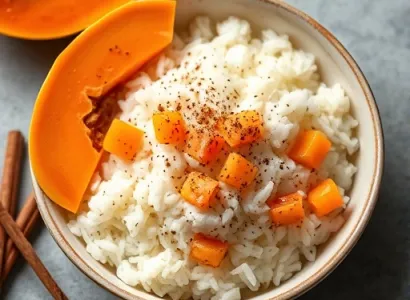 Riz au lait de coco et papaye