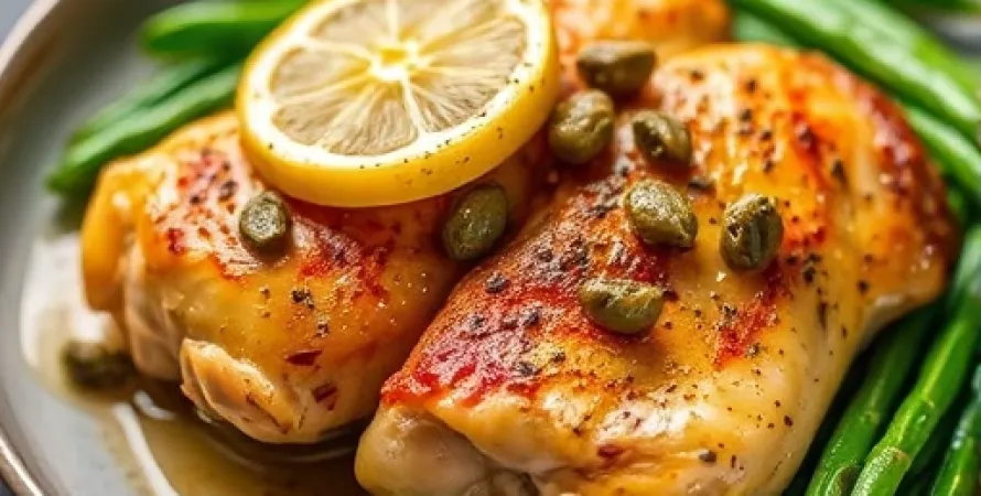 Cuisses de poulet sautées au citron et capers