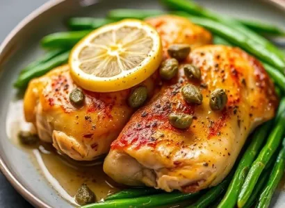 Cuisses de poulet sautées au citron et capers