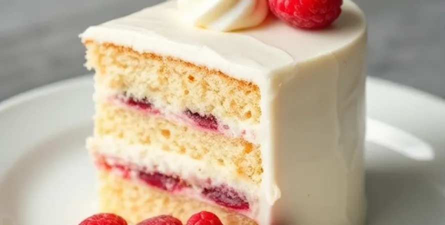 Gâteau aux framboises et chocolat blanc