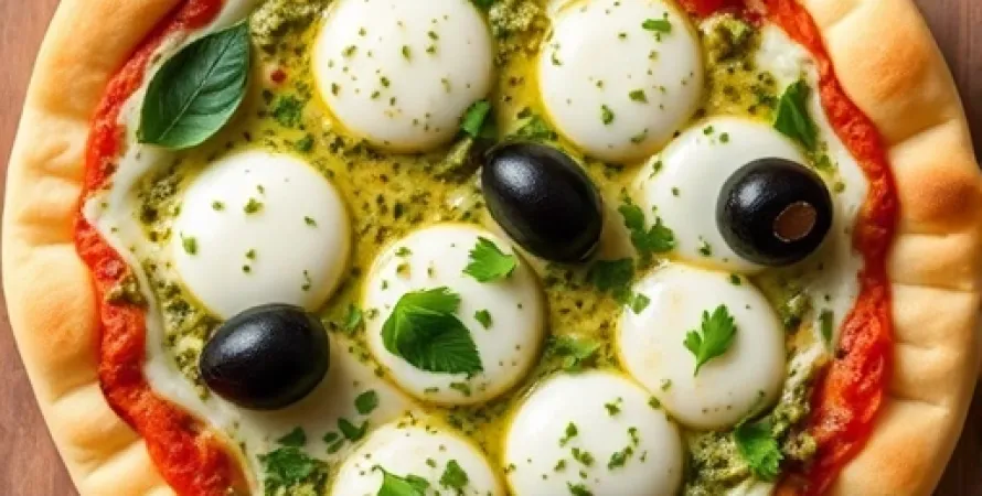 Pizzas au pesto et fromage