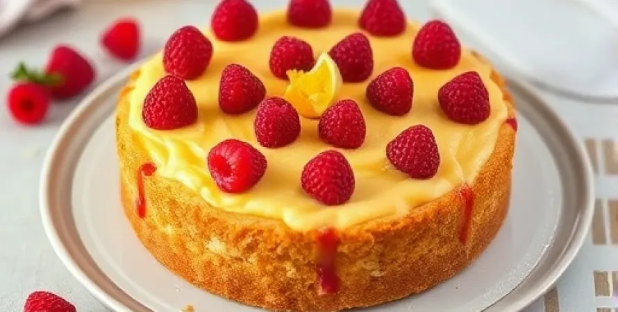 Gâteau au citron et aux framboises