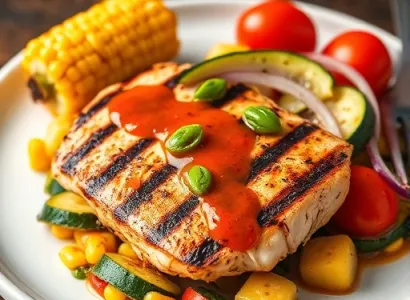 Poulet au jalapeno avec maïs et courgette