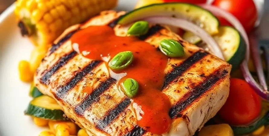 Poulet au jalapeno avec maïs et courgette