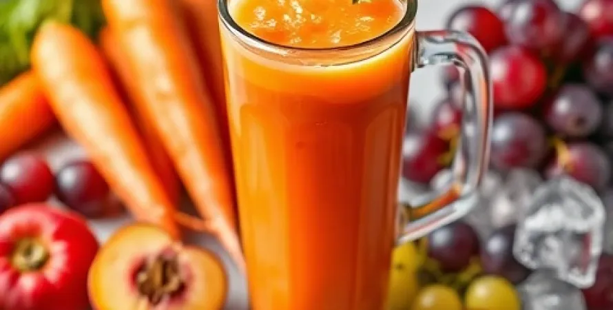 Jus de carottes, nectarines et raisins