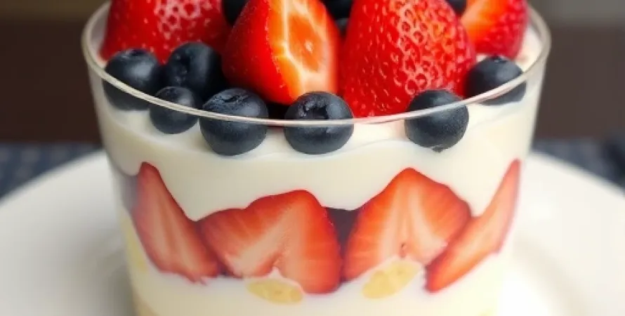 Trifle de fraises et bleuets