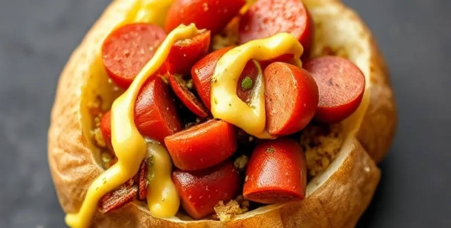 Pommes de terre remplies au hot-dog