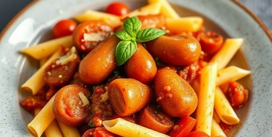 Ragu italien aux saucisses et penne