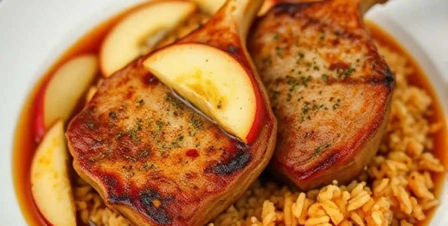 Côtes de porc au four et riz épicé