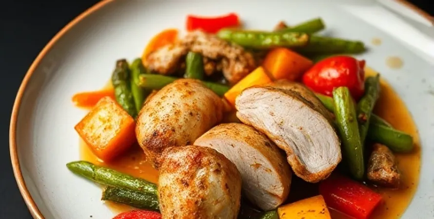 Poulet et légumes sautés