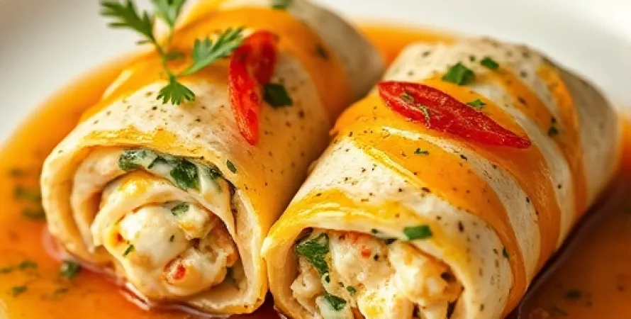 Rouleaux de poulet au fromage et sauce au vin