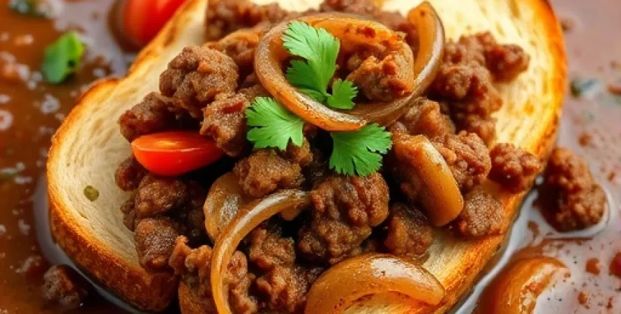 Sauce à la viande de boeuf hachée sur pain