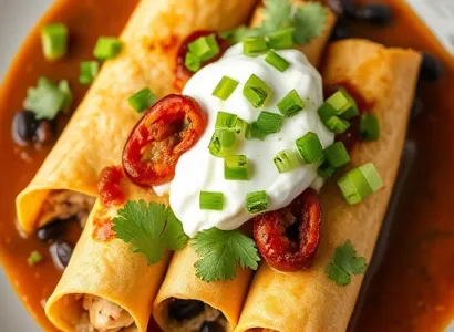 Taquitos de poulet et haricots noirs