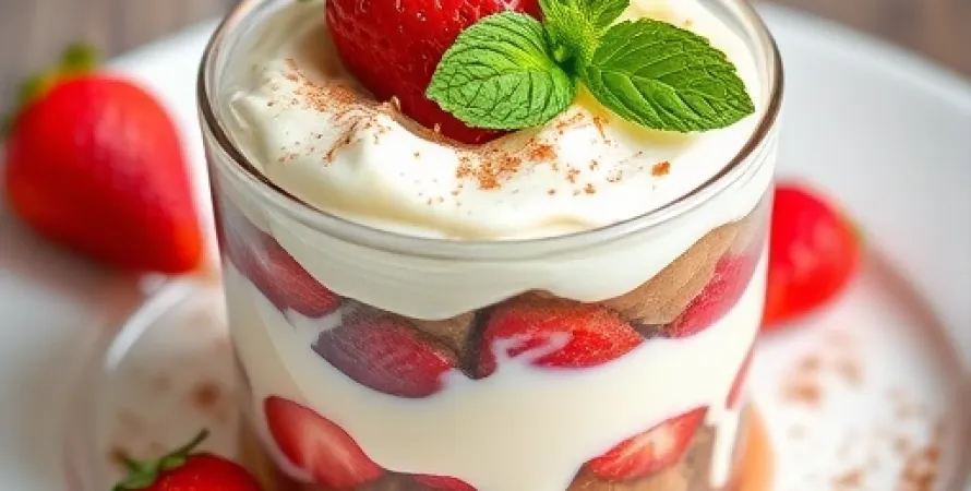 Parfait de rhubarbe et de fraises