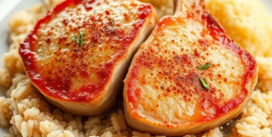 Côtes de porcelet au pilaf